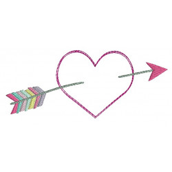 Stickdatei - Herz Pfeil Doodle